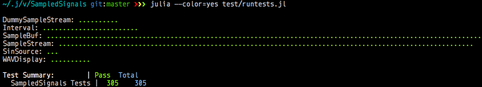 includetests output
